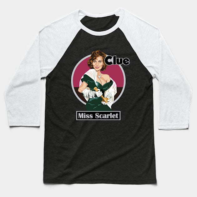 CLUE Miss Scarlet Baseball T-Shirt by Tiro1Linea